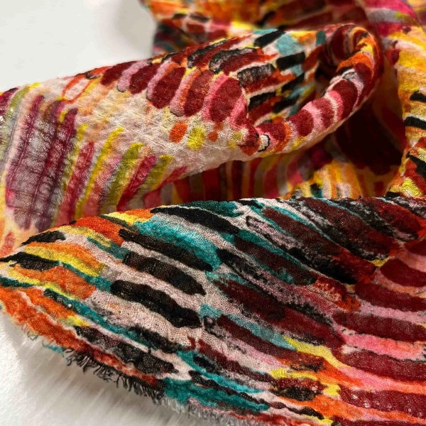 Tissu polyester Gaufré Mina multi couleur Tissu polyester Gaufré Mina multi couleur