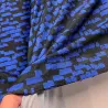 Tissu polyamide petit carré bleu noir
