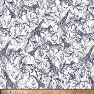 Tissu coton viscose safari navy et blanc