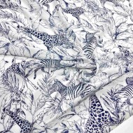 Tissu coton viscose safari navy et blanc
