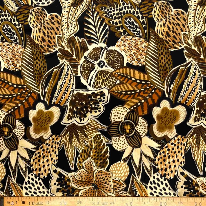 Tissu viscose fleur imprimé léopard Tissu viscose fleur imprimé léopard