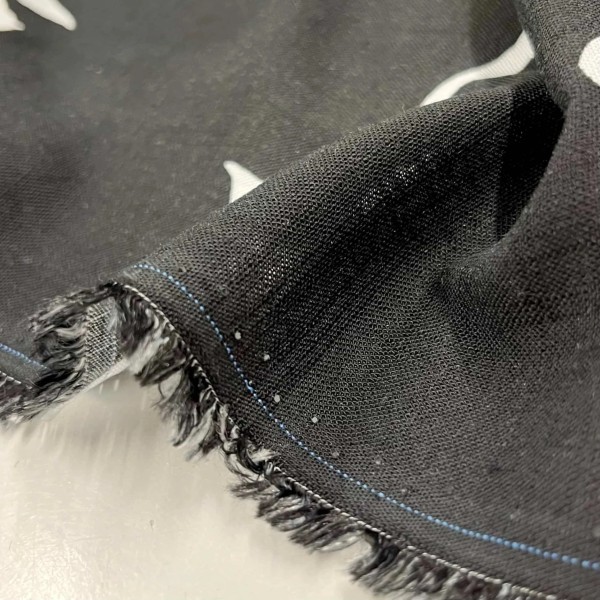 Tissu coton Grand motif de fleurs noires et blanches Tissu coton Grand motif de fleurs noires et blanches