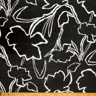 Tissu coton Grand motif de fleurs noires et blanches