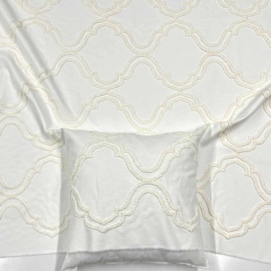 Tissu Coton polyester Volute Blanc - Tissu d'éditeur Tissu Coton polyester Volute Blanc - Tissu d'éditeur