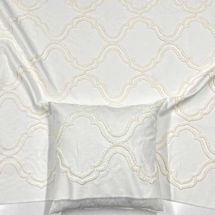 Tissu Coton polyester Volute Blanc - Tissu d'éditeur Tissu Coton polyester Volute Blanc - Tissu d'éditeur