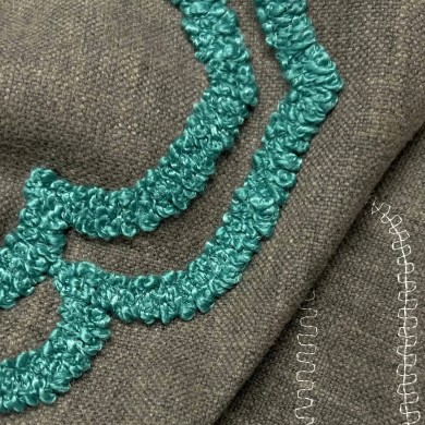 Tissu Coton polyester Volute Noir émeraude - Tissu d'éditeur