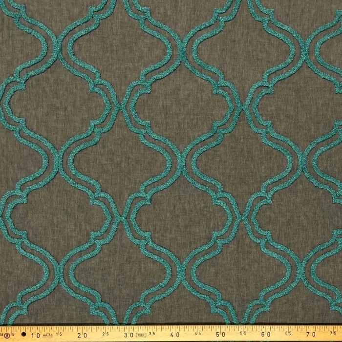 Tissu Coton polyester Volute Noir émeraude - Tissu d'éditeur