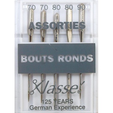 Aiguilles machine bouts ronds assorties