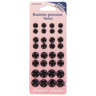 Boutons pression noir assorties 32 Boutons pression noir assorties 32