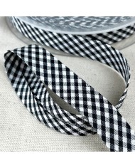 Biais coton imprimé écossais 20mm noir Biais coton imprimé écossais 20mm noir