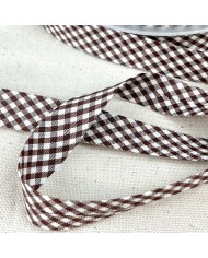 Biais coton imprimé écossais 20mm marron Biais coton imprimé écossais 20mm marron