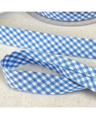 Biais coton imprimé écossais 20mm bleu ciel Biais coton imprimé écossais 20mm bleu ciel