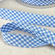 Biais coton imprimé écossais 20mm bleu ciel Biais coton imprimé écossais 20mm bleu ciel