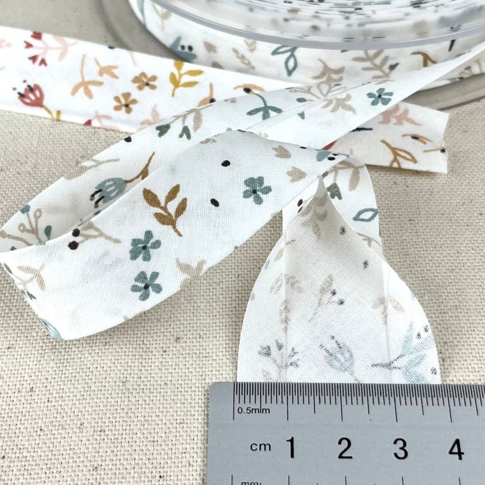 Biais coton imprimé fleurs 20mm multi couleurs Biais coton imprimé fleurs 20mm multi couleurs
