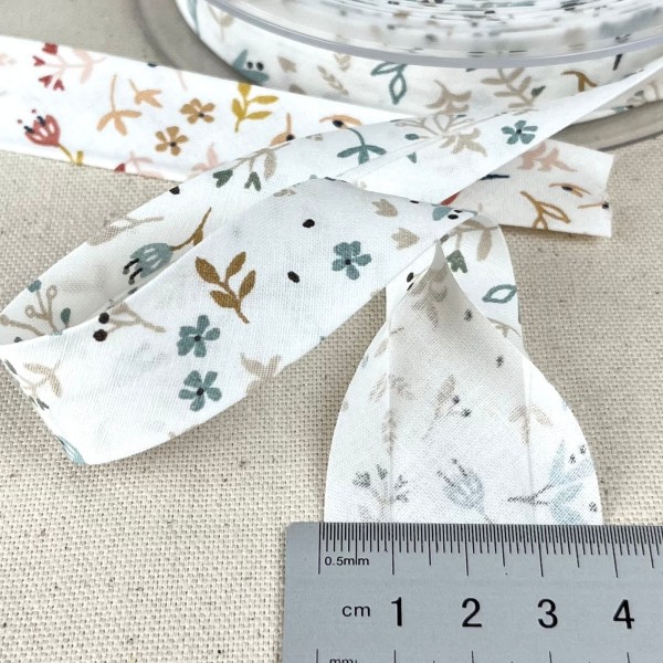 Biais coton imprimé fleurs 20mm multi couleurs Biais coton imprimé fleurs 20mm multi couleurs