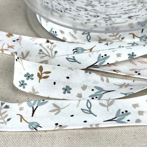 Biais coton imprimé fleurs 20mm multi couleurs Biais coton imprimé fleurs 20mm multi couleurs