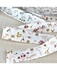 Biais coton imprimé fleurs 20mm couleurs automne Biais coton imprimé fleurs 20mm couleurs automne