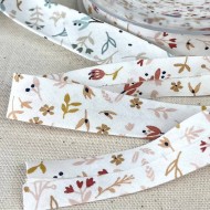 Biais coton imprimé fleurs 20mm couleurs automne Biais coton imprimé fleurs 20mm couleurs automne