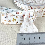 Biais coton imprimé fleurs 20mm couleurs automne Biais coton imprimé fleurs 20mm couleurs automne