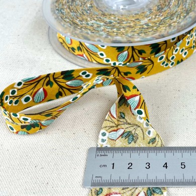 Biais coton imprimé selyn 20mm safran Biais coton imprimé selyn 20mm safran