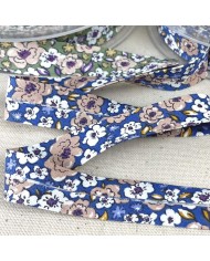 Biais coton imprimé filipa 20mm bleu Biais coton imprimé filipa 20mm bleu