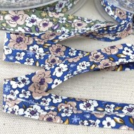 Biais coton imprimé filipa 20mm bleu