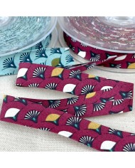 Biais coton imprimé éventail 20mm violet Biais coton imprimé éventail 20mm violet