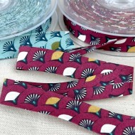 Biais coton imprimé éventail 20mm violet Biais coton imprimé éventail 20mm violet