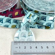 Biais coton imprimé éventail 20mm bleu