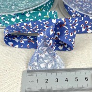 Biais coton imprimé pétales 20mm bleu