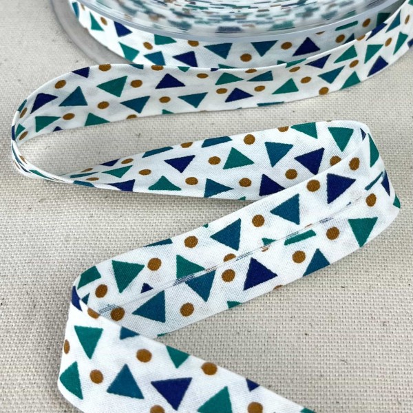 Biais coton imprimé triada 20mm vert Biais coton imprimé triada 20mm vert