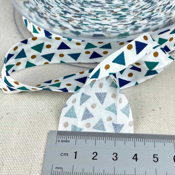 Biais coton imprimé triada 20mm vert