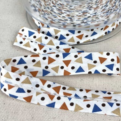 Biais coton imprimé triada 20mm bleu