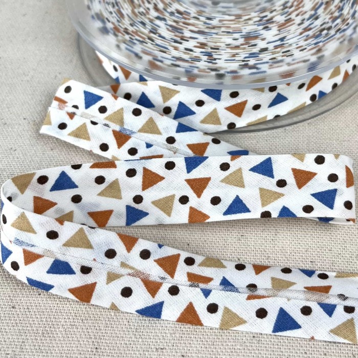 Biais coton imprimé triada 20mm bleu