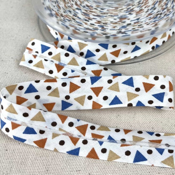 Biais coton imprimé triada 20mm bleu Biais coton imprimé triada 20mm bleu