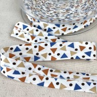 Biais coton imprimé triada 20mm bleu