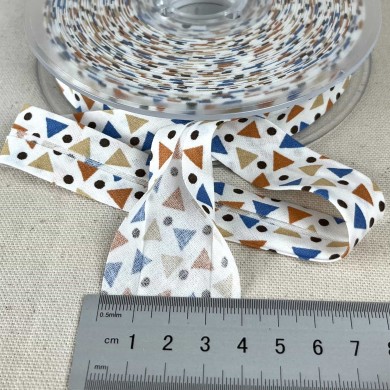 Biais coton imprimé triada 20mm bleu