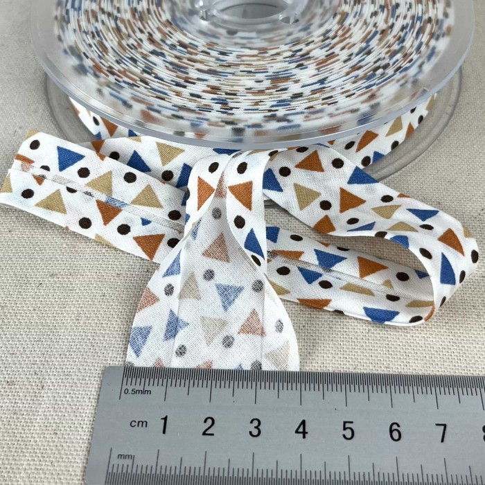 Biais coton imprimé triada 20mm bleu