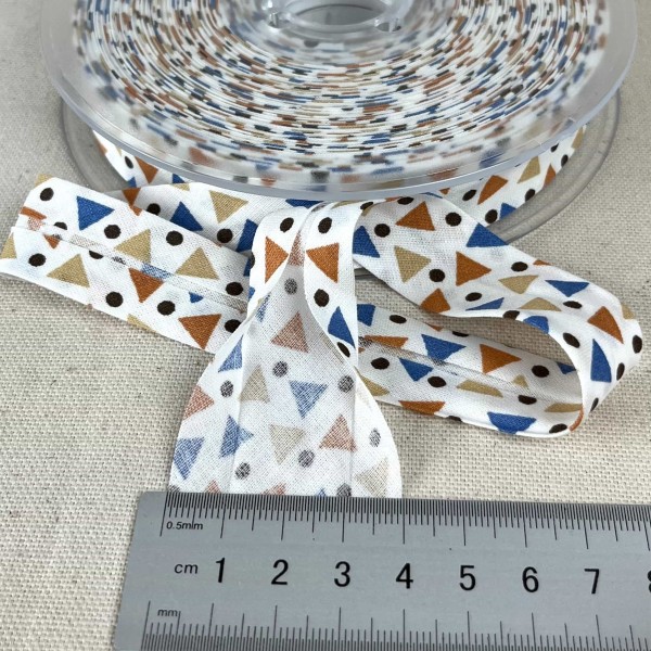 Biais coton imprimé triada 20mm bleu Biais coton imprimé triada 20mm bleu