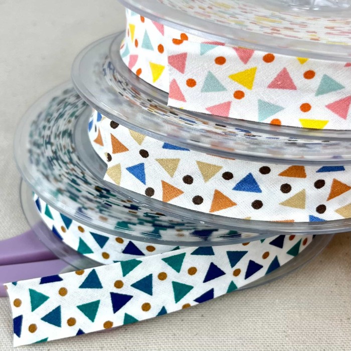 Biais coton imprimé triada 20mm bleu