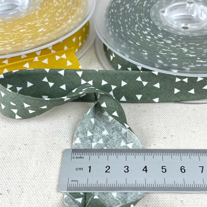 Biais coton imprimé yozid 20mm vert