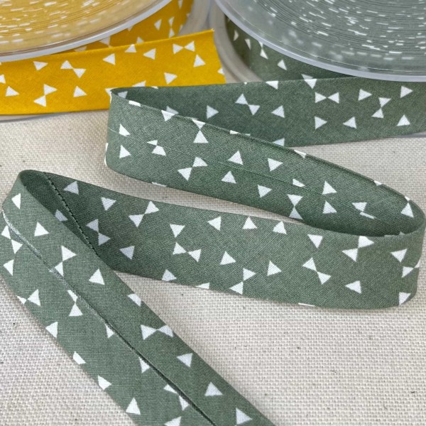 Biais coton imprimé yozid 20mm vert Biais coton imprimé yozid 20mm vert