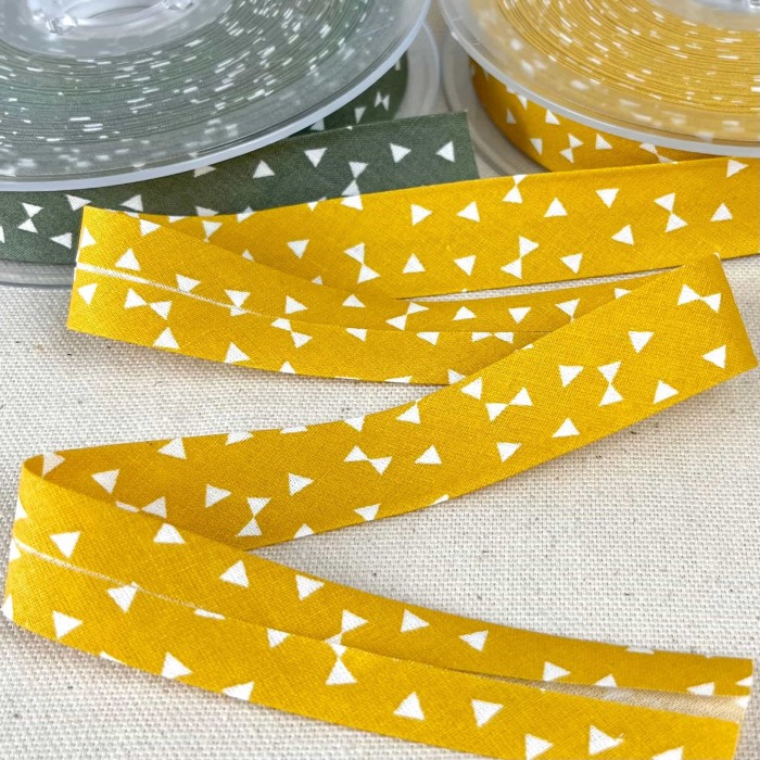 Biais coton imprimé yozid 20mm jaune Biais coton imprimé yozid 20mm jaune