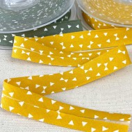 Biais coton imprimé yozid 20mm jaune Biais coton imprimé yozid 20mm jaune
