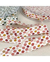 Biais coton imprimé confettis 20mm rouge Biais coton imprimé confettis 20mm rouge