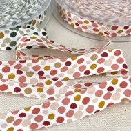 Biais coton imprimé confettis 20mm rouge Biais coton imprimé confettis 20mm rouge