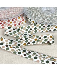 Biais coton imprimé confettis 20mm vert Biais coton imprimé confettis 20mm vert