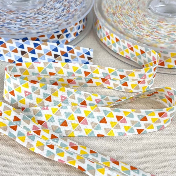 Biais coton imprimé yzo 20mm jaune Biais coton imprimé yzo 20mm jaune