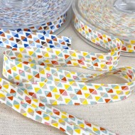 Biais coton imprimé yzo 20mm jaune