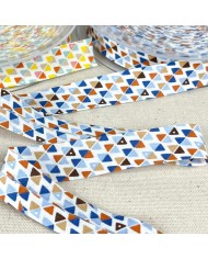 Biais coton imprimé yzo 20mm bleu